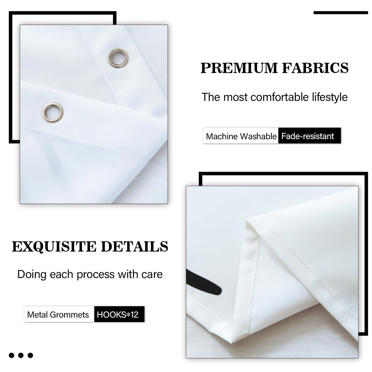Retro turtle Pattern Shower Curtain Set ,Waterproof and Luxurious Fabric-12 Hooks