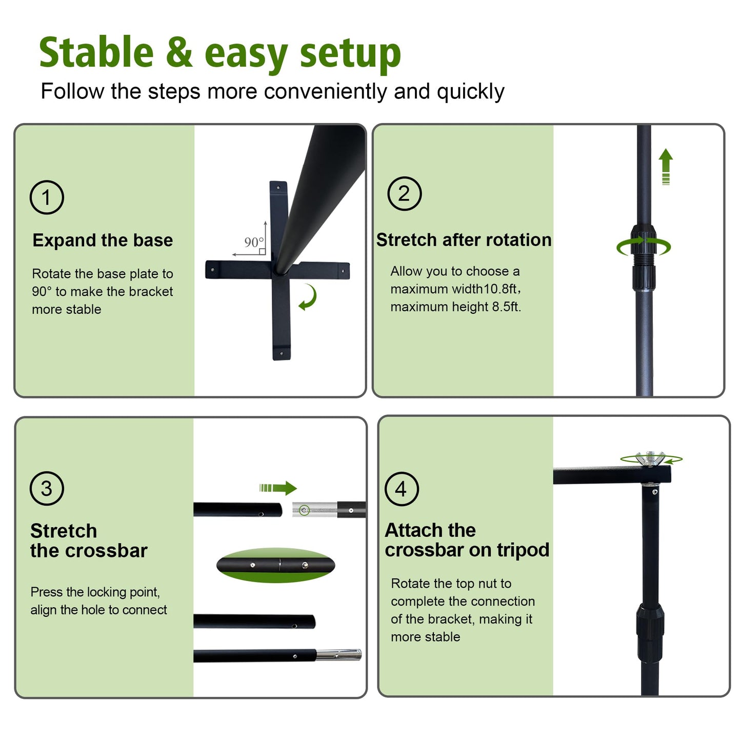 Bold Stable Backdrop Stand Adjustable Kit 10x10FT