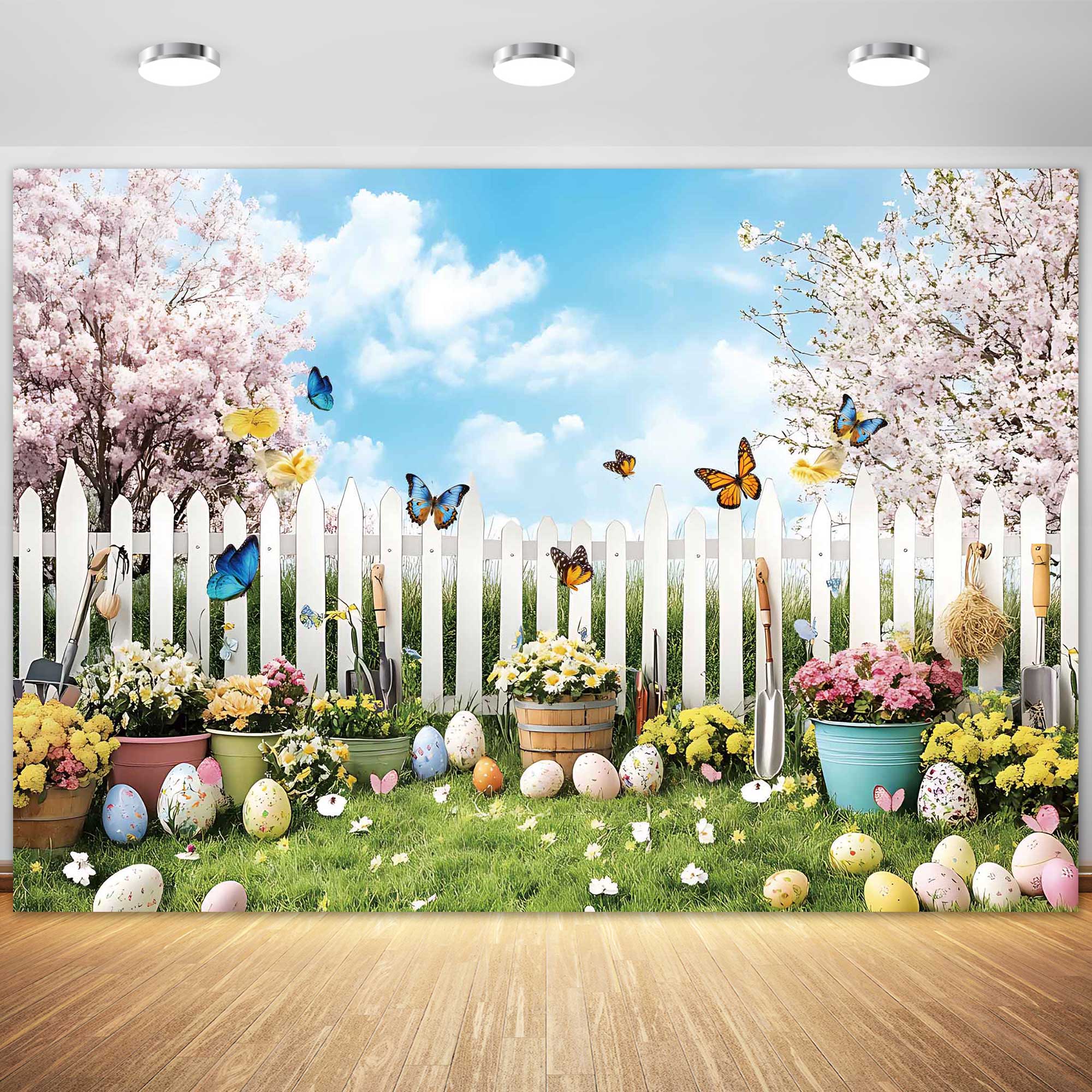 Easter Egg Photography Backdrops Spring Pastoral style Banners Suitable for Festival Parties and Photo Studios