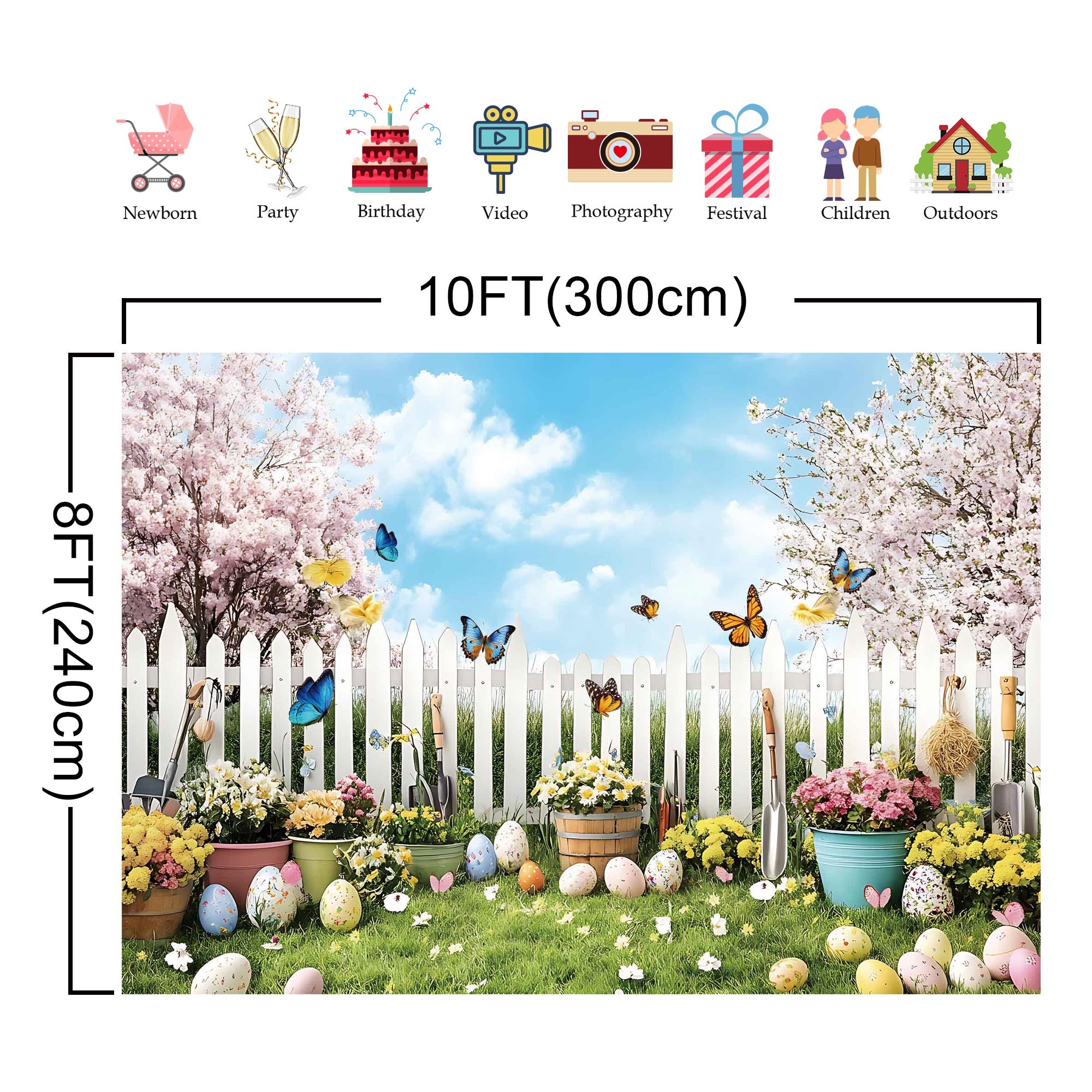 Easter Egg Photography Backdrops Spring Pastoral style Banners Suitable for Festival Parties and Photo Studios