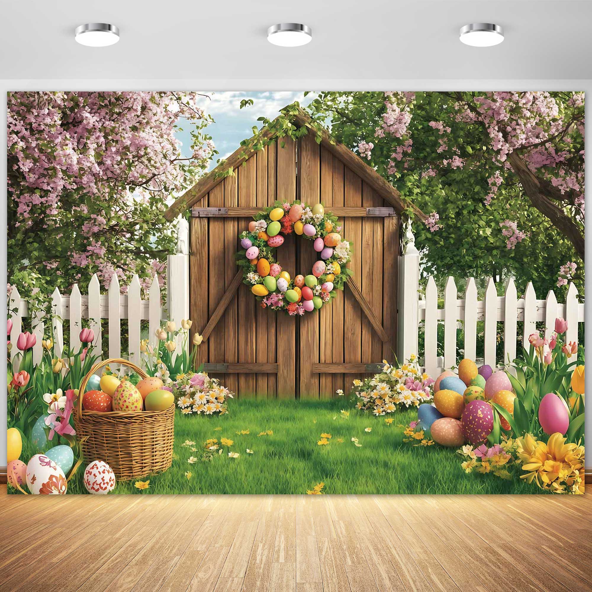 Easter Egg Photography Backdrops Farm Spring Banners Suitable for Festival Parties and Photo Studios