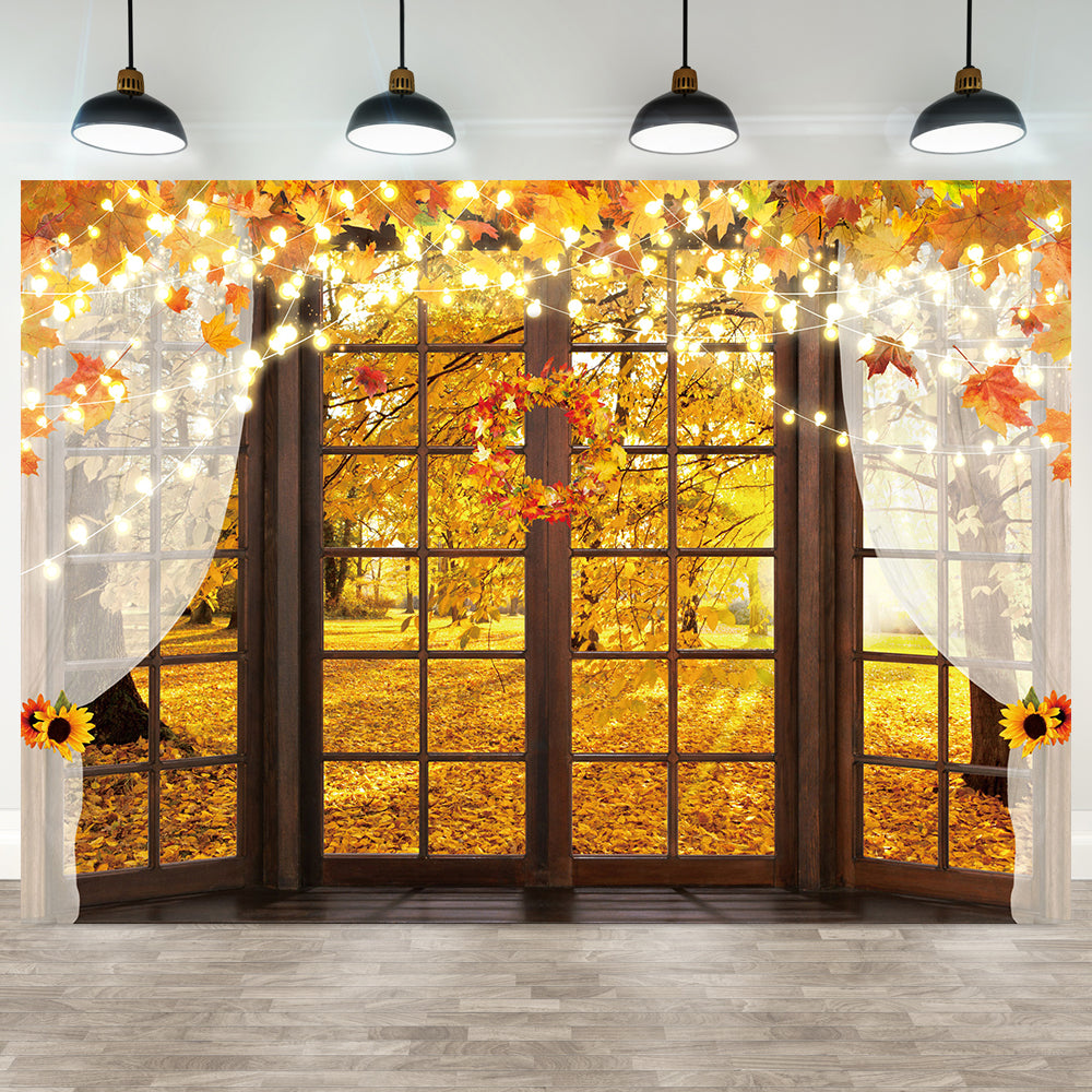 Fall Window sill Backdrop Autumn Forest Photography Background