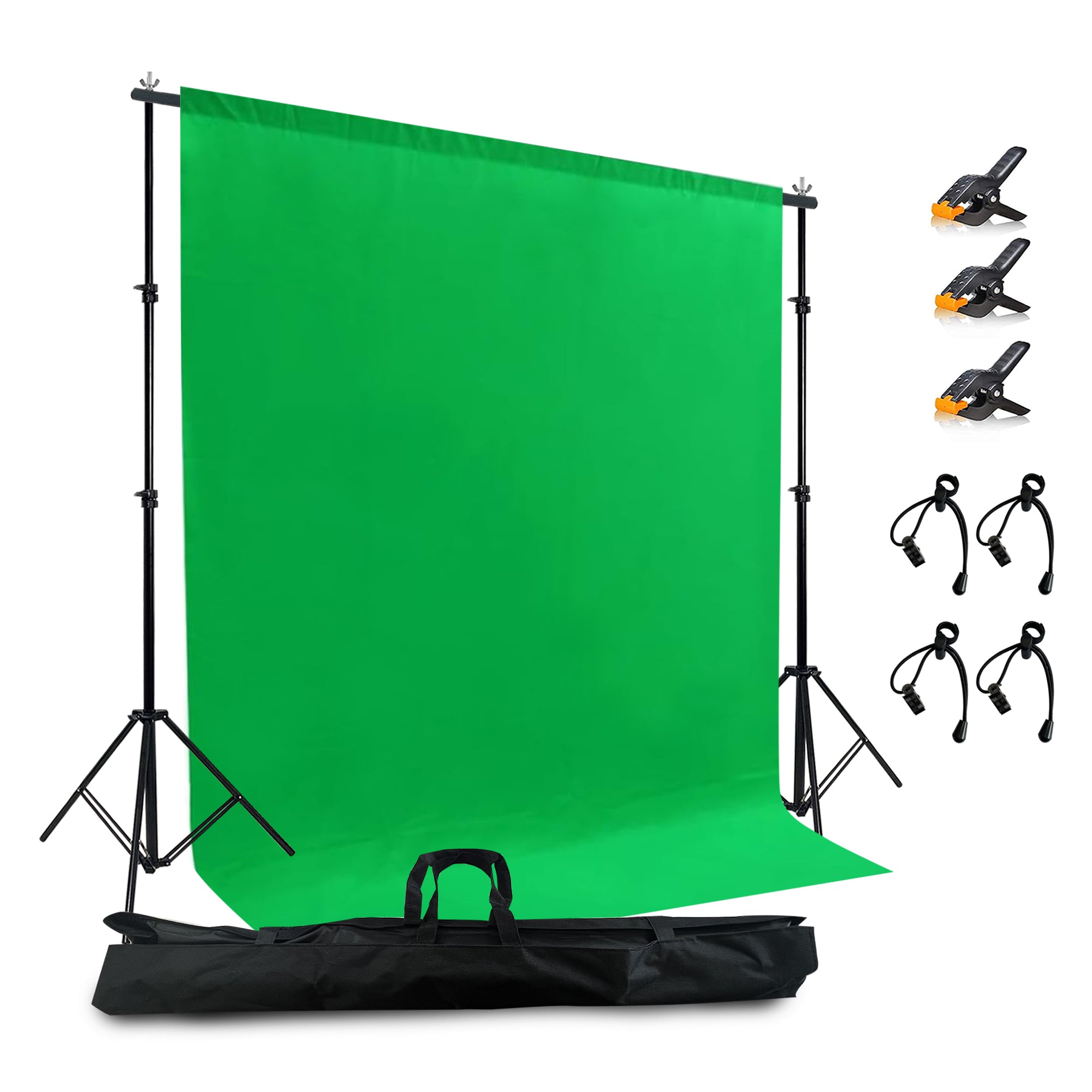 2 in 1 Green Backdrop Stand Kit, 6.5x6.5 ft Portable Dual Rod Stand kit with 6x7ft Green Backdrop