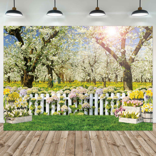 Vibrant Blossom Spring Photography Backdrop for Party Banners