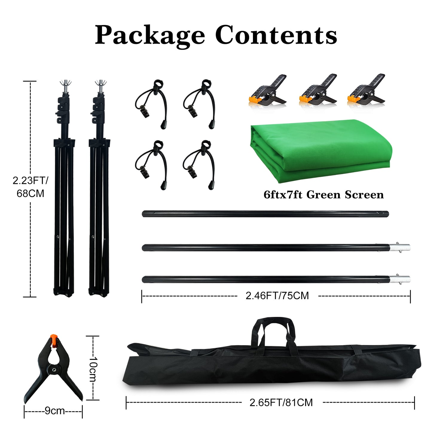 Portable 2-in-1 Green Screen Kit (6.5 x 6.5 ft) - Stand & Microfiber Backdrop