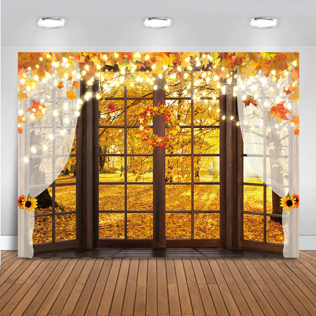 Fall Window sill Backdrop Autumn Forest Photography Background