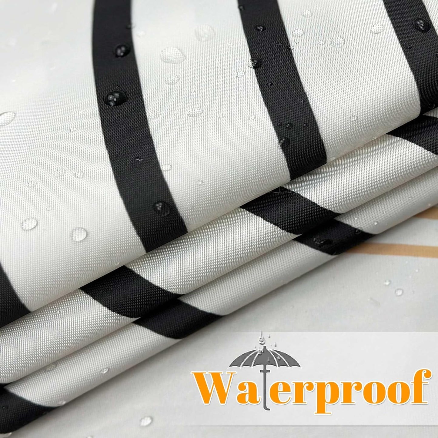 Boho Black and White Mid Century Leaf Shower Curtain Set,Arch Sun Design,Minimalistic Leaves Pattern,Waterproof and Luxurious Fabric-12 Hooks(72" x 72")