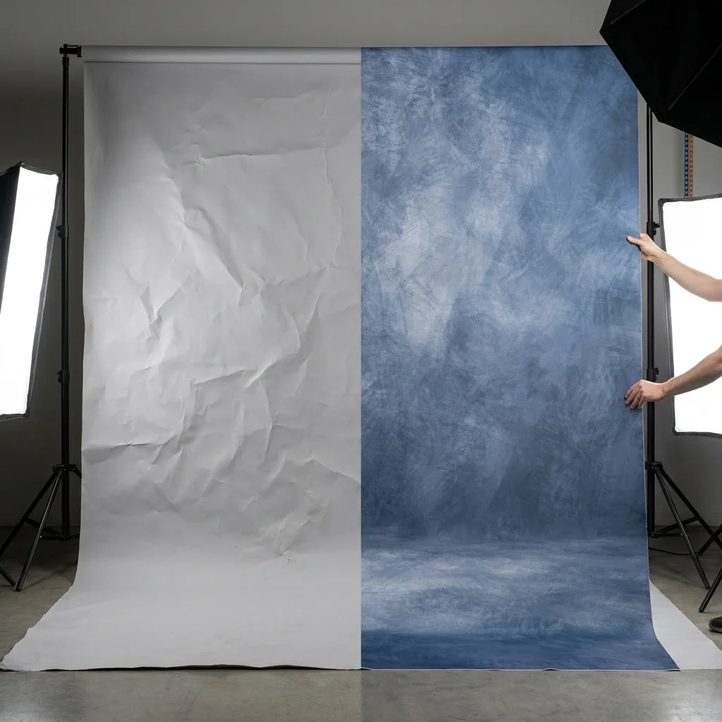 Steel Blue Abstract Microfiber Backdrop - 8x10ft / 8x12ft Professional Studio Background